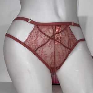 🔥Victoria's Secret Rust Lace Strappy Panty thong Sz Large NWT